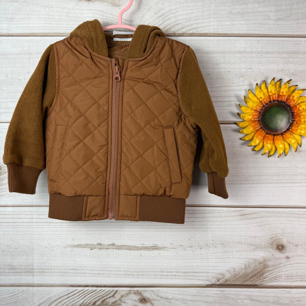 George Hats Baby Toddler Brown Quilted Hooded Jacket Size 6-12‎ Months